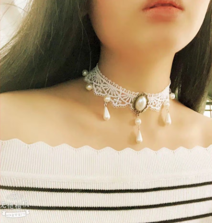 Colier tip choker, vintage, ADM, Timeless Pearl, alb [3]