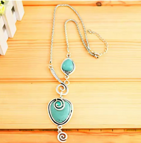 Colier Elegant cu Pandantiv Boho EVNC - Silvana Turquoise, Mărime Reglabilă [2]