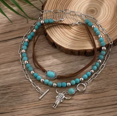 Colier Tip Cocker cu Pandantiv Boho EVNC - Ethnic Style Bull Head, Mărime Reglabilă [2]