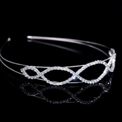 Coroniță Elegantă cu Cristale, CRM,  Accesoriu Decorativ pentru Păr, Argintie [2]