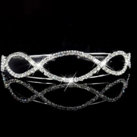 Coroniță Elegantă cu Cristale, CRM,  Accesoriu Decorativ pentru Păr, Argintie [3]