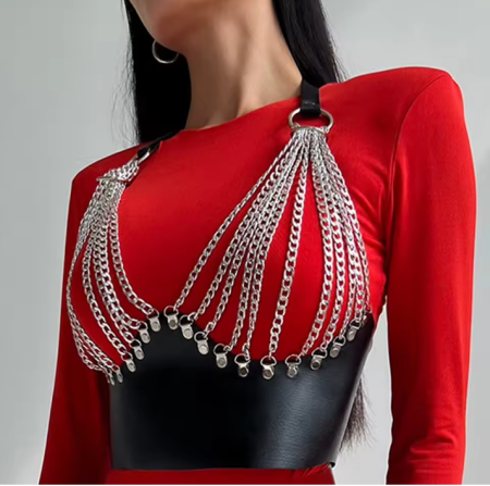 Accesorii vestimentare - Corset cu Lanțuri EVNC - Belt Gothic, Potrivit pentru Orice Mărime