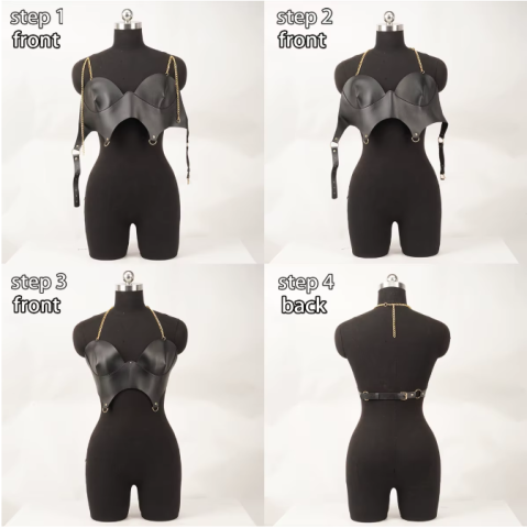 Corset Negru cu Lanțuri EVNC - Stil Punk Gothic, Ajustabil [1]