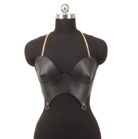 Fashion - Corset Negru cu Lanțuri EVNC - Stil Punk Gothic, Ajustabil