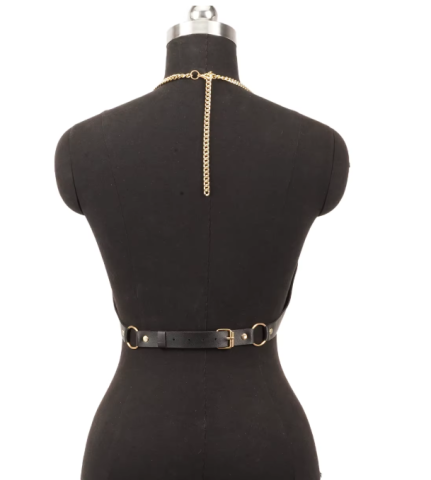 Corset Negru cu Lanțuri EVNC - Stil Punk Gothic, Ajustabil [2]