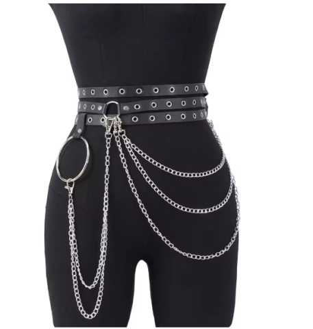 Accesorii vestimentare - Corset Tip Centură cu Lanțuri Decorative EVNC - Punk Gothic