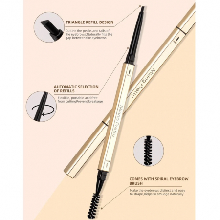 Creion retractabil pentru sprancene, Luxury Power Brow, 2 capete, nuanta coffee brown [4]