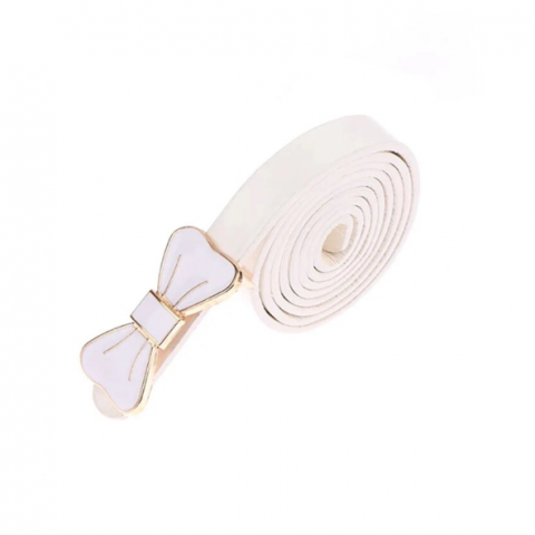 Curea eleganta cu funda decorativa, CRM, ajustabila, PU, 100 cm, alb