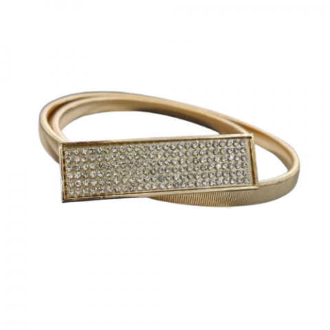 Fashion - Curea eleganta MyDecor, pentru femei, CRM, elastica, aurie