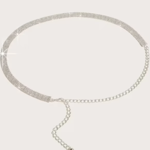 Curea Glamour Strass, CRM, argintie, 105 cm [3]