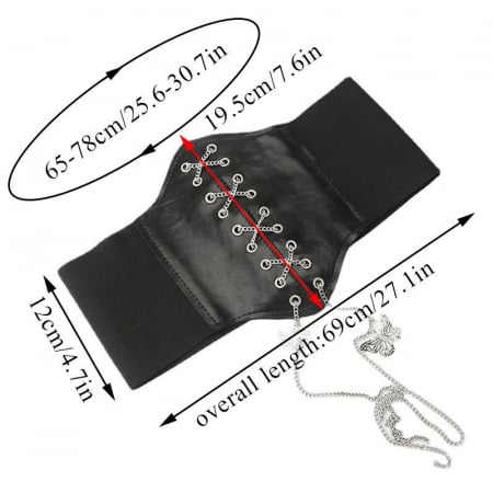 Curea lata pentru femei tip corset, piele ecologica, cu accesorii argintii [3]