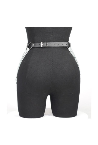 Curea pentru talie cu lanturi decorative, EVNC, Waist Corset, negru [3]