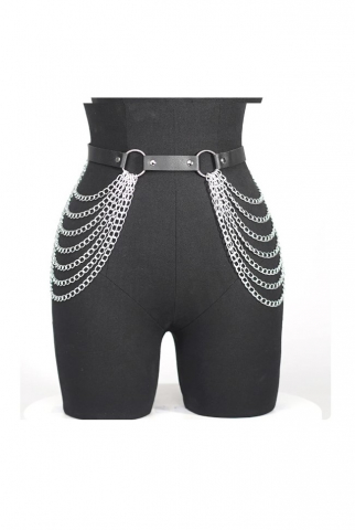 Accesorii vestimentare - Curea pentru talie cu lanturi decorative, EVNC, Waist Corset, negru