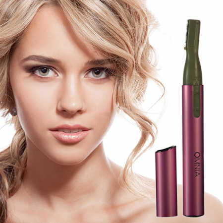 Trimmer electric facial de precizie, GMO, Omnia Fine, cu perie si instrument pentru curatare incluse, roz [1]