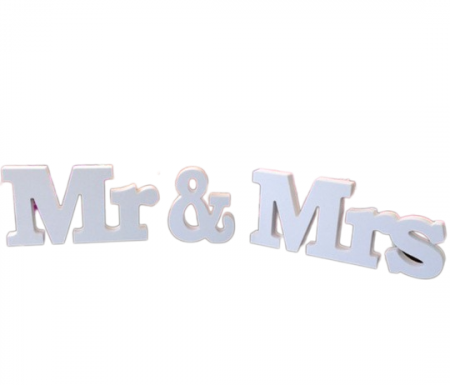 Decoratiuni - Decoratiune mesaj masa prezidu, Mr. and Mrs, alb