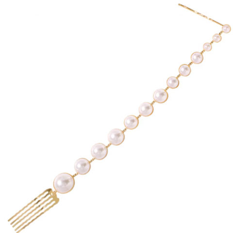 Decorațiune Păr, Accesoriu Modelator, CRM, 25 cm, Alb-Auriu [5]