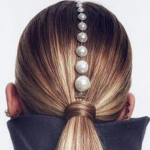 Decorațiune Păr, Accesoriu Modelator, CRM, 25 cm, Alb-Auriu [2]