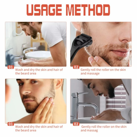 Derma-Roller pentru Creșterea Părului și Bărbii – Beard Roller 0.5mm [9]