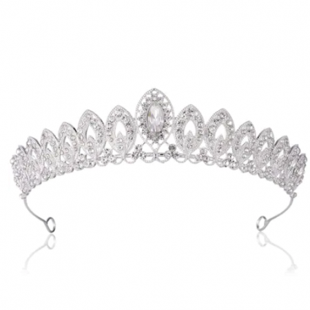 Accesorii pentru cap si par - Diadema pentru mirese cu pietre semipretioase, ADM, tiara imperiala, argintie