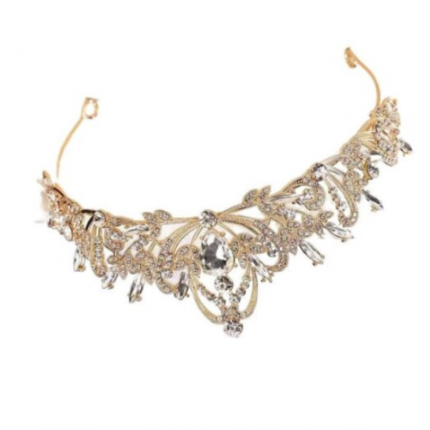 Diademă pentru Păr Mireasă, CRM, Model Coroniță Elegantă, Aurie [3]