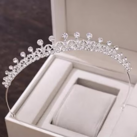 Diademă Tip Prințesă, CRM, Coroniță pentru Mireasă, Ornament Păr, cu Cristale [4]