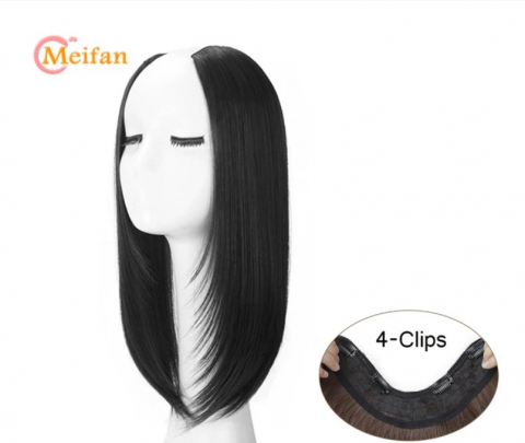 Extensii pentru par clip-on, EVNC, U-Shaped Half Head, brunet natural [1]