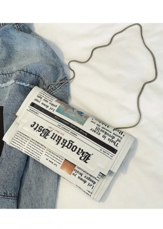 Geanta tip plic cu imprimeu de ziar, EVNC, Bag Newspaper [5]