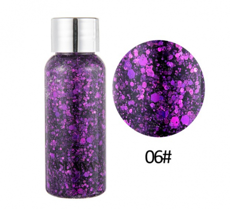 Gel cu sclipici pentru fata, par si corp, EVNC, Glitter Gel Art, argintiu [1]