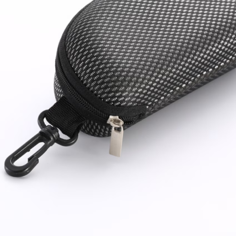 Husa pentru ochelari, Toc rigid, CRM, cu fermoar si agatatoare tip carabina, portabil, negru [2]