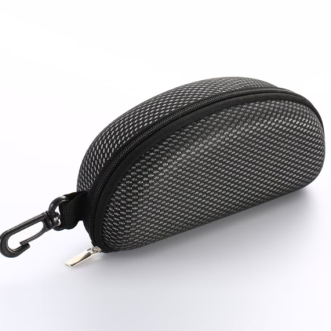 Ochelari - Husa pentru ochelari, Toc rigid, CRM, cu fermoar si agatatoare tip carabina, portabil, negru