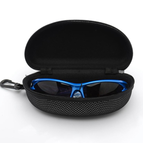 Husa pentru ochelari, Toc rigid, CRM, cu fermoar si agatatoare tip carabina, portabil, negru [1]