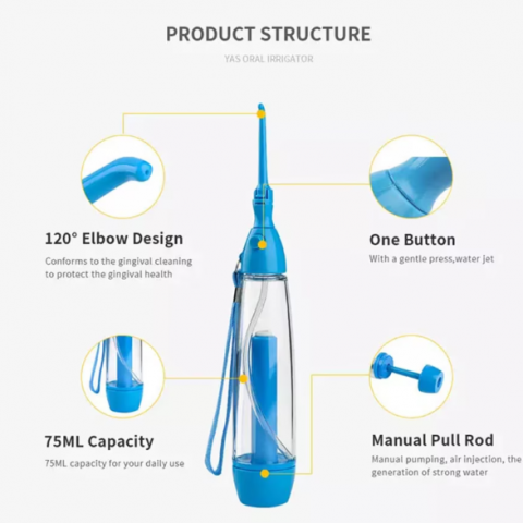 Irigator Oral /Dental Spa, CRM, WaterFloss, Manual, Portabil, Albastru, 70 ml [2]
