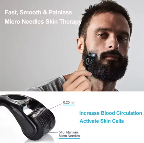 Kit crestere barba 4 in 1 – ulei, balsam, derma roller si pieptene din lemn [5]