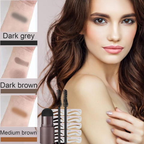 Kit de Styling Sprancene, CRM, Fard, 10 Sabloane si 2 Pensule, Dark Grey [4]