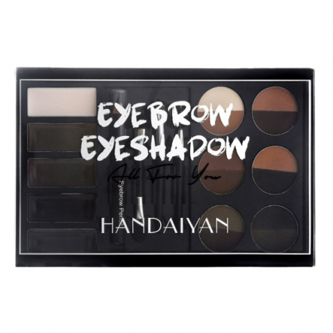 Kit de Styling Sprâncene, Wow Brow/Pro Palette, CRM, cu 6 Farduri Duo, Șabloane și Pensule, Medium Brown [3]