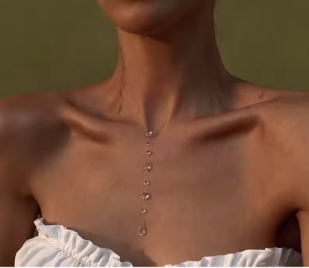 Fashion - Lanțisor cu Geantă Transparentă EVNC - Clear Waterdrop, Mărime Reglabilă
