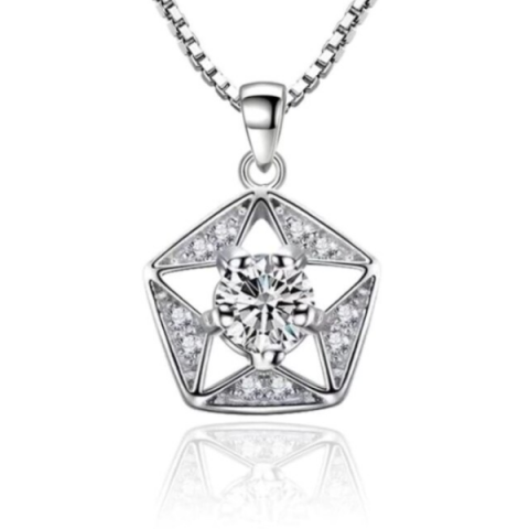 Fashion - Lantisor cu Pandantiv Steluta, CRM, argintiu, 45 cm