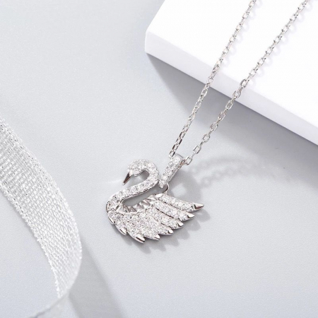 Lantisor cu pandantiv in forma de lebada cu cristale, ADM, Crystal Swan [4]