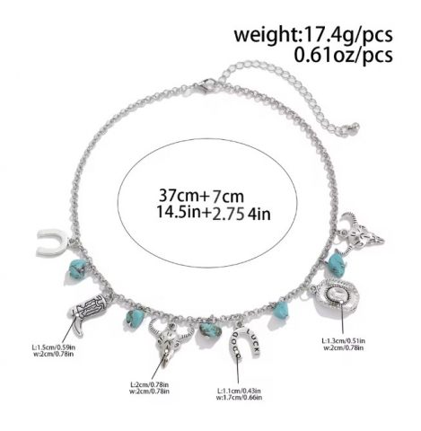 Lănțișor la Bază Gâtului cu 6 Charmuri EVNC - Western Retro Choker [3]