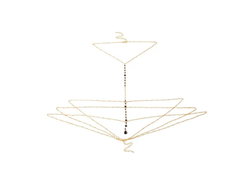 Lantisor pentru corp, ADM, Black Panther – accesoriu body chain elegant, negru-auriu [3]