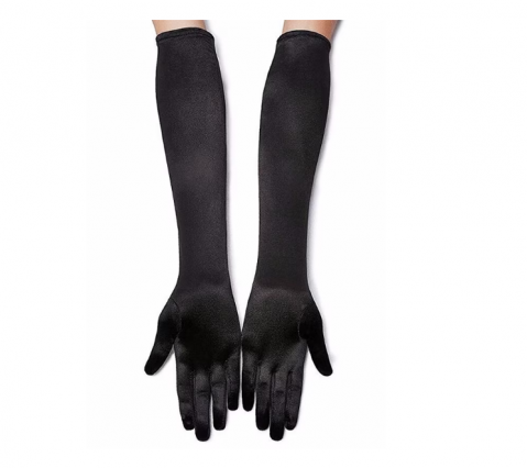 Accesorii vestimentare - Manusi lungi elegante, ADM, Black Diva, satin, negre, one-size