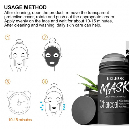 Masca faciala cu carbune, ADM, stick, actiune matifianta, efect de purifiere, hidratanta, 40g [2]