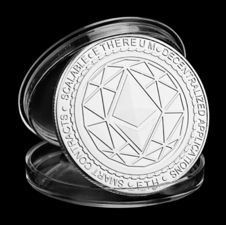 Moneda crypto pentru colectionari, GMO, Ethereum ETH, argintiu [2]