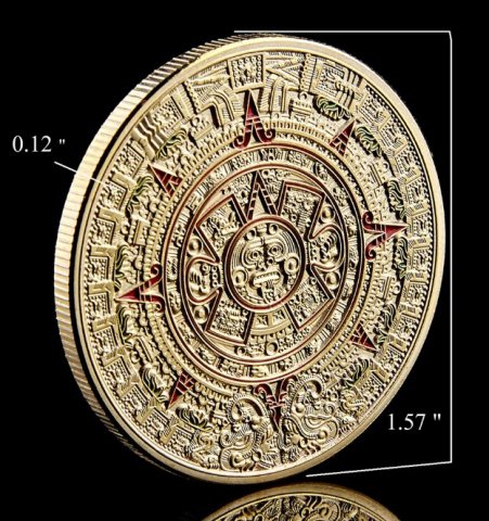 Moneda crypto pentru colectionari, GMO, Maya Aztec, aurie [3]