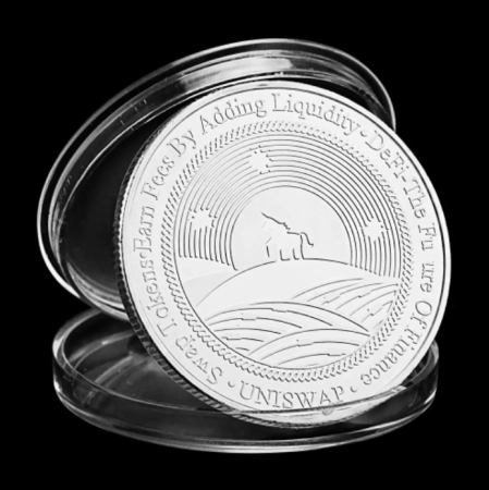 Moneda crypto pentru colectionari, GMO, Uniswap UNI, argintie [2]