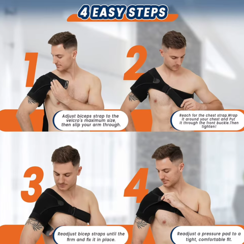Orteza pentru umar, CRM, suport reglabil, unisex, pentru umarul stang sau drept, negru [4]