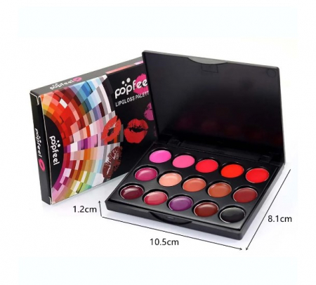 Paleta cu 15 nuante de rujuri, Lip Gloss Palette, EVNC, culori hidratante si mate [2]