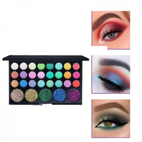 Paletă Fard Pleoape, CRM, 29 Culori Mate & Strălucitoare, cu Sclipici, Machiaj Profesional, Rezistență Lungă, Multicolor [0]