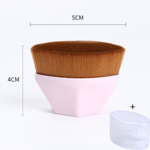 Pensula cosmetica profesionala pentru fond de ten, pudra si produse lichide, CRM, portabila, roz [3]