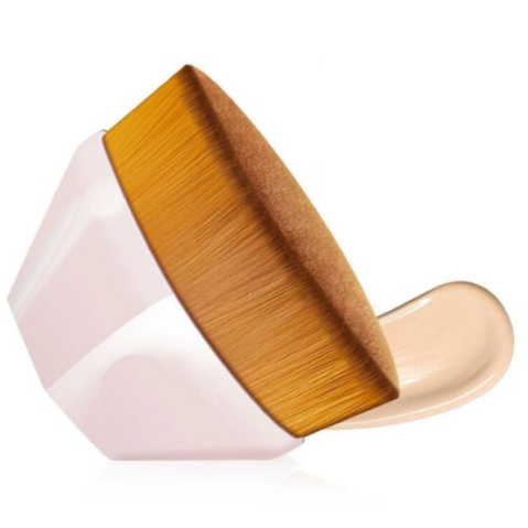 Cosmetice & Produse ingrijire personala - Pensula cosmetica profesionala pentru fond de ten, pudra si produse lichide, CRM, portabila, roz
